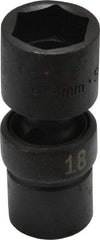 SK - 3/8" Drive 18mm Standard Universal Impact Socket - 6 Points, 2-23/64" OAL - Benchmark Tooling