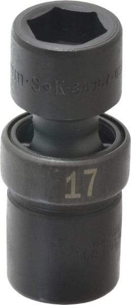 SK - 1/2" Drive 17mm Standard Universal Impact Socket - 6 Points, 2-51/64" OAL - Benchmark Tooling