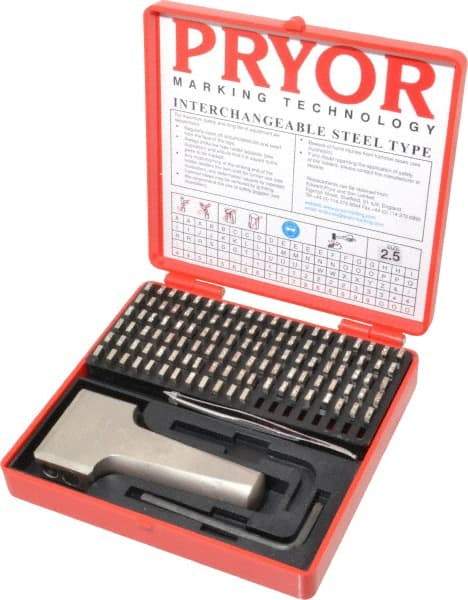 Pryor - 112 Piece, 3/32 Inch Character, Hardened Steel Type Set - 12 Character Capacity - Benchmark Tooling