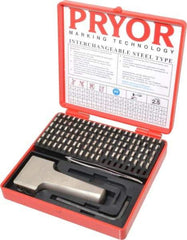 Pryor - 112 Piece, 3/32 Inch Character, Hardened Steel Type Set - 12 Character Capacity - Benchmark Tooling