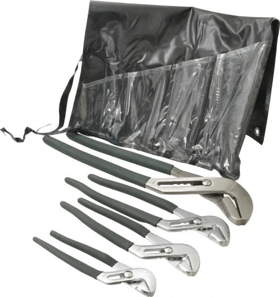 Value Collection - 4 Piece Tongue & Groove Plier Set - Comes in Plastic Pouch - Benchmark Tooling