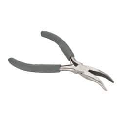 Value Collection - 5" OAL, 1-11/32" Jaw Length x 9/16" Jaw Width, Long Nose Side Cutting Bent Nose Pliers - Smooth Jaw, Plastic Dipped Handles - Benchmark Tooling