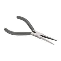 Value Collection - 5" OAL, 1-9/16" Jaw Length x 7/16" Jaw Width, Long Nose Mini Pliers - Serrated Jaw, Needle Nose Head, Plastic Dipped Handles, with Spring - Benchmark Tooling