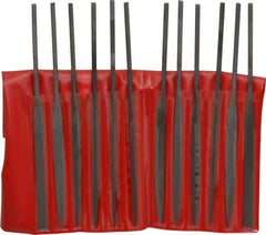 Value Collection - 12 Piece Swiss Pattern File Set - 5-1/2" Long, 0 Coarseness, Round Handle, Set Includes Barrette, Crossing, Equalling, Flat, Half Round, Knife, Round, Round Edge Joint, Slitting, Square, Three Square - Benchmark Tooling