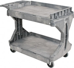 Akro-Mils - 400 Lb Capacity, 24-1/2" Wide x 45" Long x 32" High Standard Utility Cart - 2 Shelf, Plastic, 2 Rigid/2 Swivel Casters - Benchmark Tooling