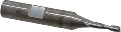 RobbJack - 1/8", 1/2" LOC, 3/8" Shank Diam, 2-1/2" OAL, 2 Flute, Solid Carbide Square End Mill - Single End, Uncoated, Spiral Flute, 30° Helix, Centercutting, Right Hand Cut, Right Hand Flute, Series T12-203 - Benchmark Tooling