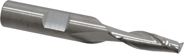 RobbJack - 1/4", 3/4" LOC, 3/8" Shank Diam, 2-1/2" OAL, 2 Flute, Solid Carbide Square End Mill - Single End, Uncoated, Spiral Flute, 30° Helix, Centercutting, Right Hand Cut, Right Hand Flute, Series T12-203 - Benchmark Tooling