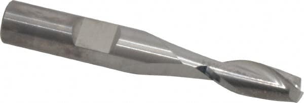 RobbJack - 19/64", 3/4" LOC, 3/8" Shank Diam, 2-1/2" OAL, 2 Flute, Solid Carbide Square End Mill - Single End, Uncoated, Spiral Flute, 30° Helix, Centercutting, Right Hand Cut, Right Hand Flute, Series T12-203 - Benchmark Tooling