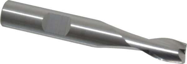 RobbJack - 5/16", 7/16" LOC, 3/8" Shank Diam, 2-1/2" OAL, 2 Flute, Solid Carbide Square End Mill - Single End, Uncoated, Spiral Flute, 30° Helix, Centercutting, Right Hand Cut, Right Hand Flute, Series T12-201 - Benchmark Tooling