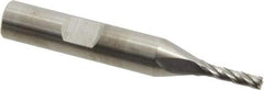 RobbJack - 1/8", 1/2" LOC, 3/8" Shank Diam, 2-1/2" OAL, 4 Flute, Solid Carbide Square End Mill - Single End, Uncoated, Spiral Flute, 30° Helix, Centercutting, Right Hand Cut, Right Hand Flute, Series T12-405 - Benchmark Tooling