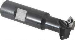 Kennametal - 30° Lead Angle, 1.077" Max Cut Diam, 3/4" Min Cut Diam, 6.6mm Max Depth of Cut, Indexable Chamfer and Angle End Mill - 2 Inserts, SDEB 26152 Insert Style, 3-1/4" Overall Length, Straight Shank - Benchmark Tooling