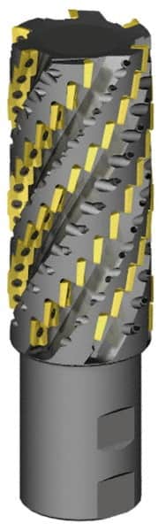 Kennametal - 2" Cut Diam, 6.12" Max Depth of Cut, 2" Shank Diam, 9.7" OAL, Indexable Square Shoulder Helical End Mill - ADKT 1545 Inserts, Weldon Shank - Benchmark Tooling