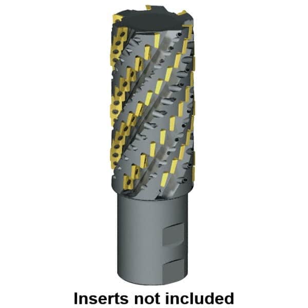Kennametal - 1-1/2" Cut Diam, 3.37" Max Depth of Cut, 2" Shank Diam, 7-1/2" OAL, Indexable Square Shoulder Helical End Mill - ADCT 2328.., ADCT 1545.., ADKT 2328.., ADKT 1545.. Inserts, Weldon Shank - Benchmark Tooling
