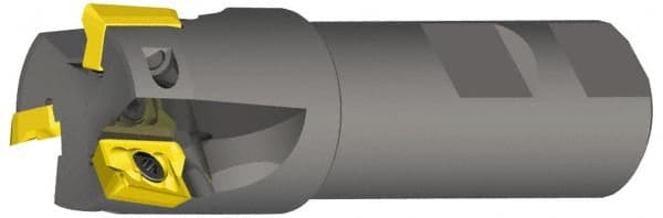 Kennametal - 1" Cut Diam, 12.7mm Max Depth of Cut, 1" Shank Diam, 3-1/2" OAL, Indexable Square Shoulder End Mill - ADKT 1545.. Inserts, Weldon Shank, 0° Lead Angle, Through Coolant - Benchmark Tooling