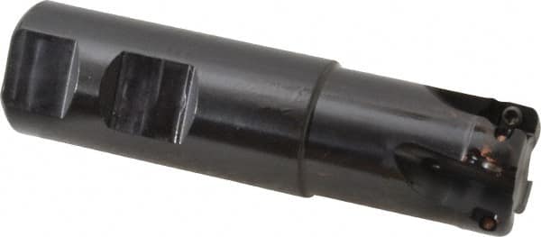 Kennametal - 1" Cut Diam, 0.357" Max Depth of Cut, 1" Shank Diam, 101.6mm OAL, Indexable Square Shoulder End Mill - AD.T 1035 Inserts, Weldon Shank, 0° Lead Angle, Through Coolant - Benchmark Tooling