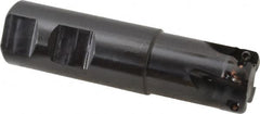 Kennametal - 1" Cut Diam, 0.357" Max Depth of Cut, 1" Shank Diam, 101.6mm OAL, Indexable Square Shoulder End Mill - AD.T 1035 Inserts, Weldon Shank, 0° Lead Angle, Through Coolant - Benchmark Tooling