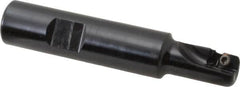 Kennametal - 1/2" Cut Diam, 9.12mm Max Depth of Cut, 5/8" Shank Diam, 82.55mm OAL, Indexable Square Shoulder End Mill - AD.T 1035 Inserts, Weldon Shank, 0° Lead Angle - Benchmark Tooling