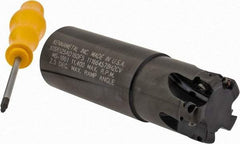 Kennametal - 1-1/4" Cut Diam, 0.357" Max Depth of Cut, 1-1/4" Shank Diam, 4" OAL, Indexable Square Shoulder End Mill - AD.T 1035 Inserts, Weldon Shank, 0° Lead Angle, Through Coolant - Benchmark Tooling