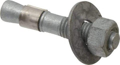 Made in USA - 5/8" Diam, 5/8" Drill, 3-1/2" OAL, Wedge Expansion Concrete Anchor - Grade 5 Steel, Galvanized Finish, Hex Nut Head, Hex Drive, 1-5/8" Thread Length - Benchmark Tooling