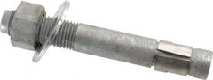 Made in USA - 1-1/4" Diam, 1-1/4" Drill, 9" OAL, Wedge Expansion Concrete Anchor - Grade 5 Steel, Galvanized Finish, Hex Nut Head, Hex Drive, 3-1/4" Thread Length - Benchmark Tooling