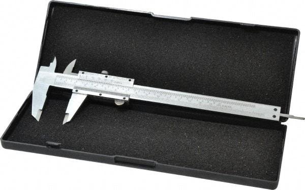 Value Collection - 0 to 6" Carbon Steel Vernier Caliper - 0.02mm Graduation, 1.5748" Jaw Depth, 0.0012" Accuracy, Includes Depth, Inside Diameter, Outside Diameter, Step - Benchmark Tooling