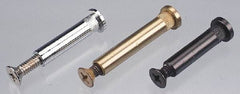 Made in USA - #12-24 Thread Screw & Barrel, Flat Head, Phillips Drive, Brass Sex Bolt & Binding Post - Brass-Plated Finish, 1" OAL, 1-3/16" Long Barrel - Benchmark Tooling