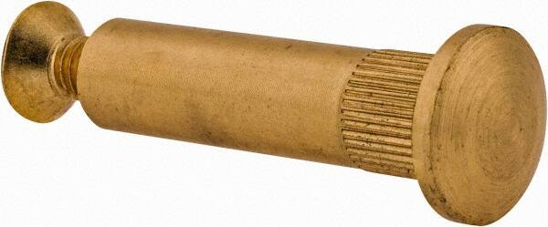 Made in USA - #10-32 Thread Screw & Barrel, Flat Head, Phillips Drive, Brass Sex Bolt & Binding Post - Brass-Plated Finish, 1" OAL, 1-3/16" Long Barrel - Benchmark Tooling