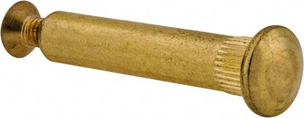 Made in USA - #10-32 Thread Screw & Barrel, Flat Head, Phillips Drive, Brass Sex Bolt & Binding Post - Brass-Plated Finish, 1" OAL, 1-9/16" Long Barrel - Benchmark Tooling