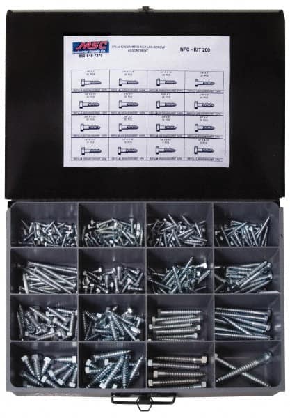 Value Collection - 375 Piece, 1/4x1 to 1/2 x 4-1/2, Steel Lag Screw Assortment - Hex Head, Hex Drive, 1 to 4-1/2" Long, Hot Dipped Galvanized Finish - Benchmark Tooling