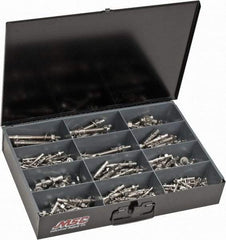 Value Collection - 290 Piece, 1/4 to 1/2" Screw, Stainless Steel Hex Drive Anchor Assortment - 1-3/4 to 5-1/2" Long - Benchmark Tooling