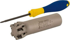 Iscar - 1-1/4" Cut Diam, 0.315" Max Depth of Cut, 1" Shank Diam, 4" OAL, Indexable Square Shoulder Helical End Mill - H490 AN.X 09 Inserts, Weldon Shank, 90° Lead Angle, Through Coolant, Series Helido - Benchmark Tooling