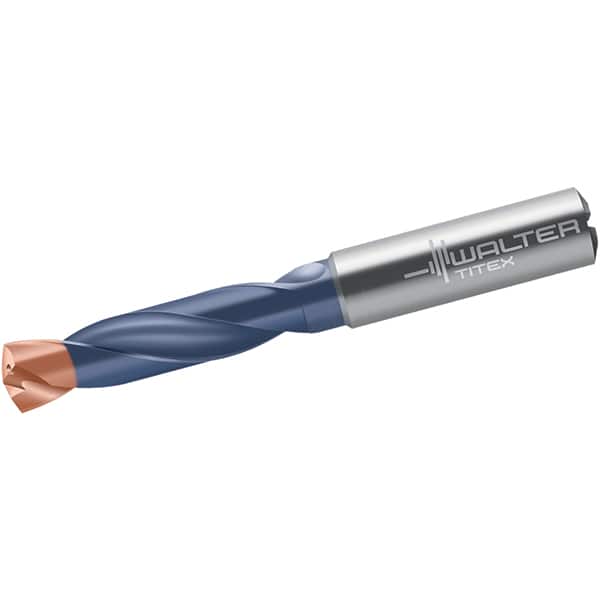 Walter-Titex - 9mm 140° Spiral Flute Solid Carbide Screw Machine Drill Bit - Double Coating Finish, Right Hand Cut, 47mm Flute Length, 89mm OAL, X-treme Plus Point, Straight Shank, Through Coolant - Benchmark Tooling