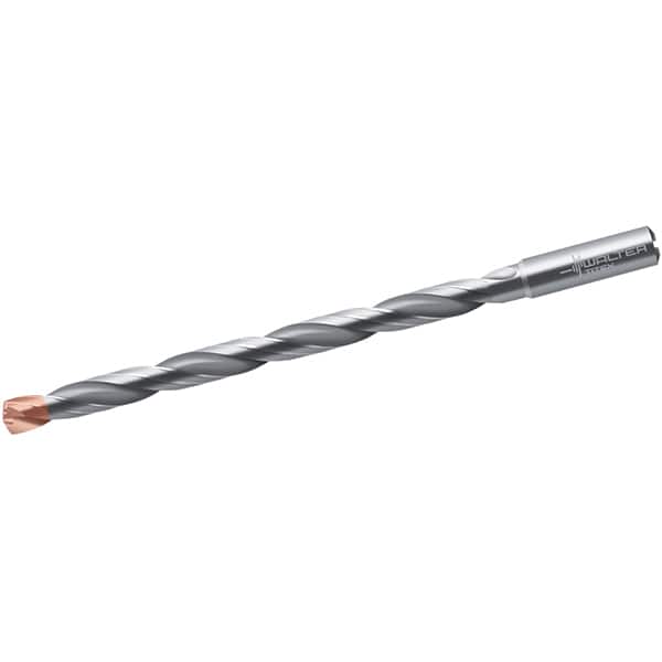 Walter-Titex - 12.1mm, 140° Point, Spiral Flute, Solid Carbide Taper Length Drill Bit - Double Point Finish, 182mm Flute Length, 230mm OAL, Series A6589DPP - Benchmark Tooling
