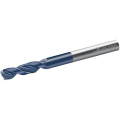 Walter-Titex - 10.2mm 150° Spiral Flute Solid Carbide Screw Machine Drill Bit - Tinal Finish, Right Hand Cut, 55mm Flute Length, 118mm OAL, Form V+A Point, Straight Shank, Through Coolant - Benchmark Tooling