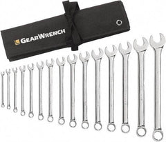 GearWrench - 15 Piece, 5/16" to 1-1/4", 12 Point Combination Wrench Set - Inch Measurement Standard, Chrome Finish, Comes in Roll - Benchmark Tooling