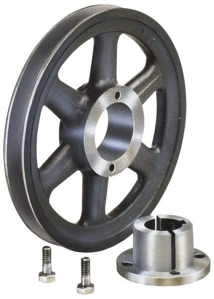 Browning - 1 Groove, 3/8 to 1-1/2 Bore Diam, 5.95" Outside Diam, QD Bushed V Belt Sheave - 5.2 A Diam Belt Pitch - Benchmark Tooling