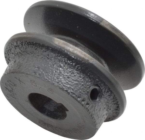 Browning - 5/8" Bore, 15/16 Long, 2" Outside Diam, Finished Bore Single Groove V Belt Sheave - 21/32" Wide, 1.46" Pitch Diam of 3L Belt, 1.8" Pitch Diam of 4L Belt - Benchmark Tooling