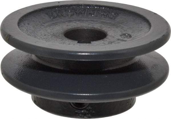Browning - 5/8" Bore, 15/16 Long, 2-1/2" Outside Diam, Finished Bore Single Groove V Belt Sheave - 21/32" Wide, 1.96" Pitch Diam of 3L Belt, 2.3" Pitch Diam of 4L Belt - Benchmark Tooling