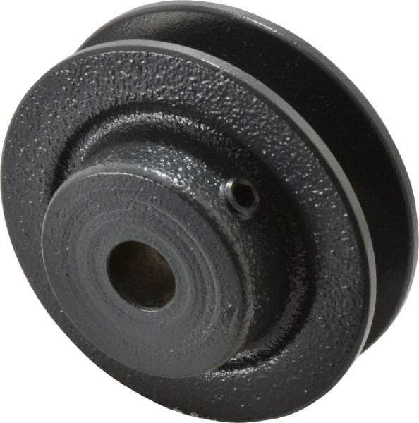 Browning - 1/2" Bore, 15/16 Long, 2.8" Outside Diam, Finished Bore Single Groove V Belt Sheave - 21/32" Wide, 2.26" Pitch Diam of 3L Belt, 2.6" Pitch Diam of 4L Belt - Benchmark Tooling