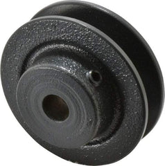 Browning - 1/2" Bore, 15/16 Long, 2.8" Outside Diam, Finished Bore Single Groove V Belt Sheave - 21/32" Wide, 2.26" Pitch Diam of 3L Belt, 2.6" Pitch Diam of 4L Belt - Benchmark Tooling