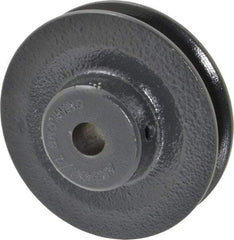 Browning - 1/2" Bore, 15/16 Long, 3.45" Outside Diam, Finished Bore Single Groove V Belt Sheave - 21/32" Wide, 2.86" Pitch Diam of 3L Belt, 3.2" Pitch Diam of 4L Belt - Benchmark Tooling