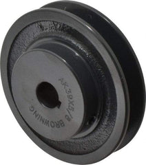Browning - 5/8" Bore, 1-5/32 Long, 3-3/4" Outside Diam, Finished Bore Single Groove V Belt Sheave - 3/4" Wide, 3.16" Pitch Diam of 3L Belt, 3-1/2" Pitch Diam of 4L Belt - Benchmark Tooling