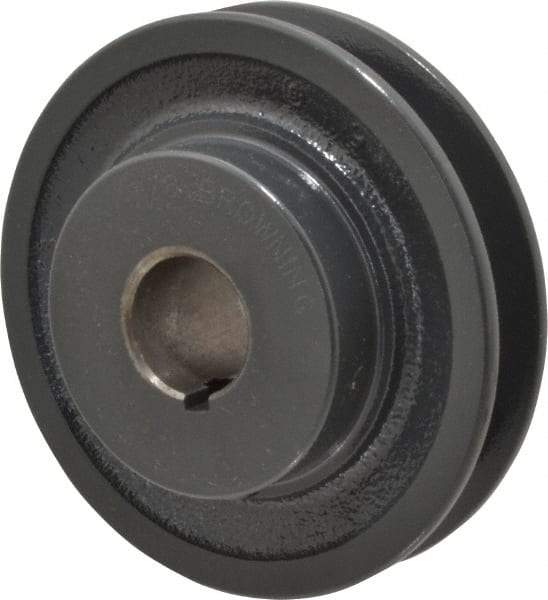 Browning - 7/8" Bore, 1-5/32 Long, 3-3/4" Outside Diam, Finished Bore Single Groove V Belt Sheave - 3/4" Wide, 3.16" Pitch Diam of 3L Belt, 3-1/2" Pitch Diam of 4L Belt - Benchmark Tooling