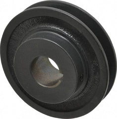 Browning - 1" Bore, 1-5/32 Long, 3-3/4" Outside Diam, Finished Bore Single Groove V Belt Sheave - 3/4" Wide, 3.16" Pitch Diam of 3L Belt, 3-1/2" Pitch Diam of 4L Belt - Benchmark Tooling