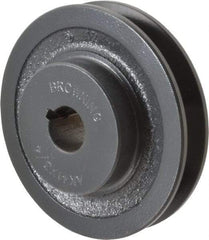 Browning - 3/4" Bore, 1-5/32 Long, 3.95" Outside Diam, Finished Bore Single Groove V Belt Sheave - 3/4" Wide, 3.36" Pitch Diam of 3L Belt, 3.7" Pitch Diam of 4L Belt - Benchmark Tooling