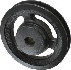 Browning - 5/8" Bore, 1-5/32 Long, 4.95" Outside Diam, Finished Bore Single Groove V Belt Sheave - 3/4" Wide, 4.36" Pitch Diam of 3L Belt, 4.7" Pitch Diam of 4L Belt - Benchmark Tooling