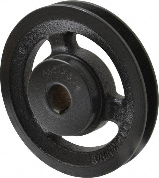 Browning - 3/4" Bore, 1-5/32 Long, 4.95" Outside Diam, Finished Bore Single Groove V Belt Sheave - 3/4" Wide, 4.36" Pitch Diam of 3L Belt, 4.7" Pitch Diam of 4L Belt - Benchmark Tooling