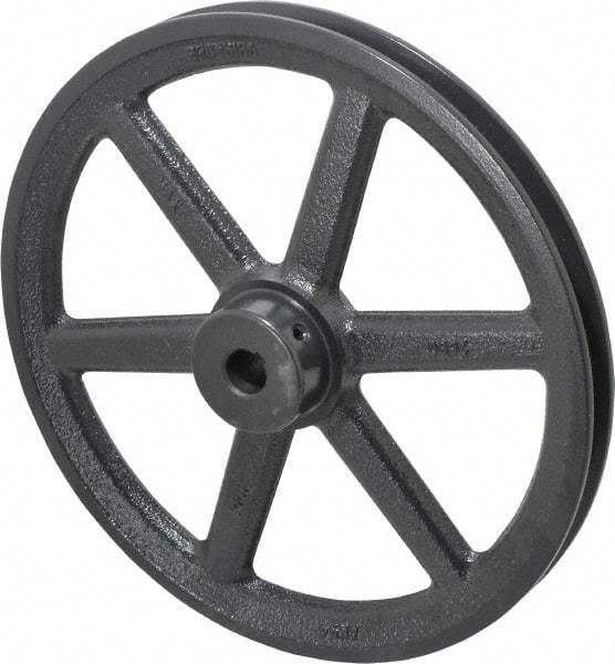 Browning - 5/8" Bore, 1-15/32 Long, 9-1/4" Outside Diam, Finished Bore Single Groove V Belt Sheave - 3/4" Wide, 8.66" Pitch Diam of 3L Belt, 9" Pitch Diam of 4L Belt - Benchmark Tooling