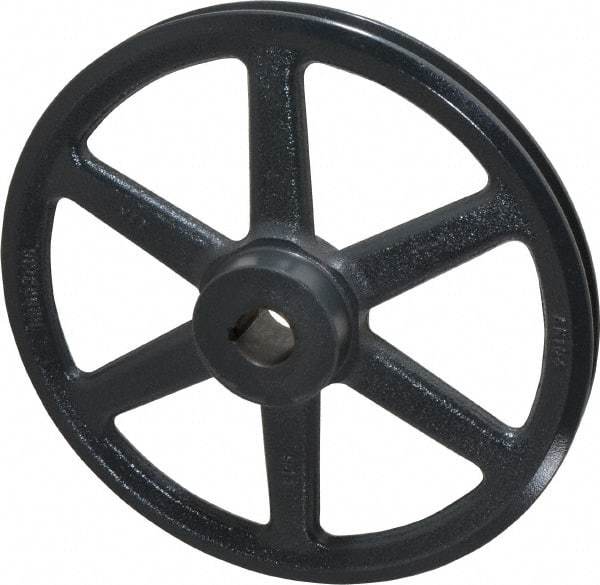 Browning - 1" Bore, 1-15/32 Long, 10-1/4" Outside Diam, Finished Bore Single Groove V Belt Sheave - 3/4" Wide, 9.66" Pitch Diam of 3L Belt, 10" Pitch Diam of 4L Belt - Benchmark Tooling