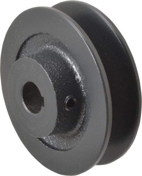 Browning - 5/8" Bore, 1-1/16 Long, 3.2" Outside Diam, Finished Bore Single Groove V Belt Sheave - 13/16" Wide, 3 Belt Pitch B, 2.6" Pitch Diam of 4L Belt - Benchmark Tooling